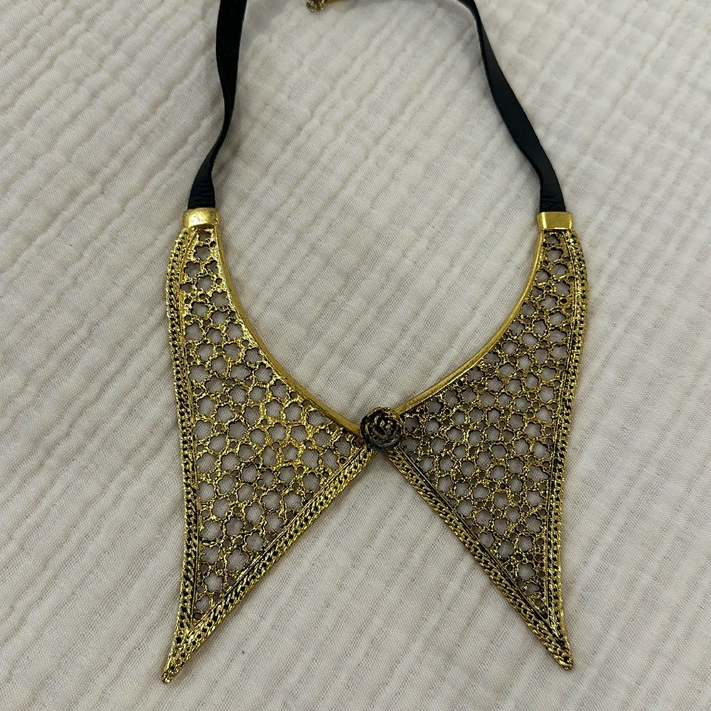 Gold collar statement necklace